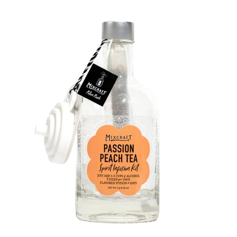 MixCraft Spirit Infusion Kit - Premium Craft Cocktail & Mocktail Mixer, Glass Bottle, Collapsible Funnel, Flavor Pouch & Recipe, Passion Peach Tea - Image 1
